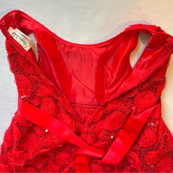 Rare Too Girls Dress Red Rose Sequin Holiday Party Special Occasion Sleeveless 6 - Picture 12 of 16
